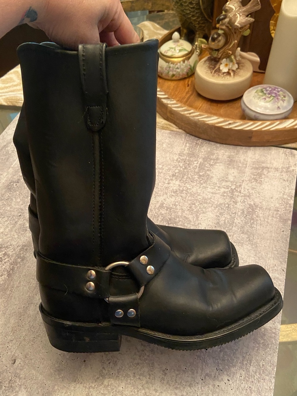 Double H Leather Harness Pull On Motorcycle Boots - Picture 3 of 9